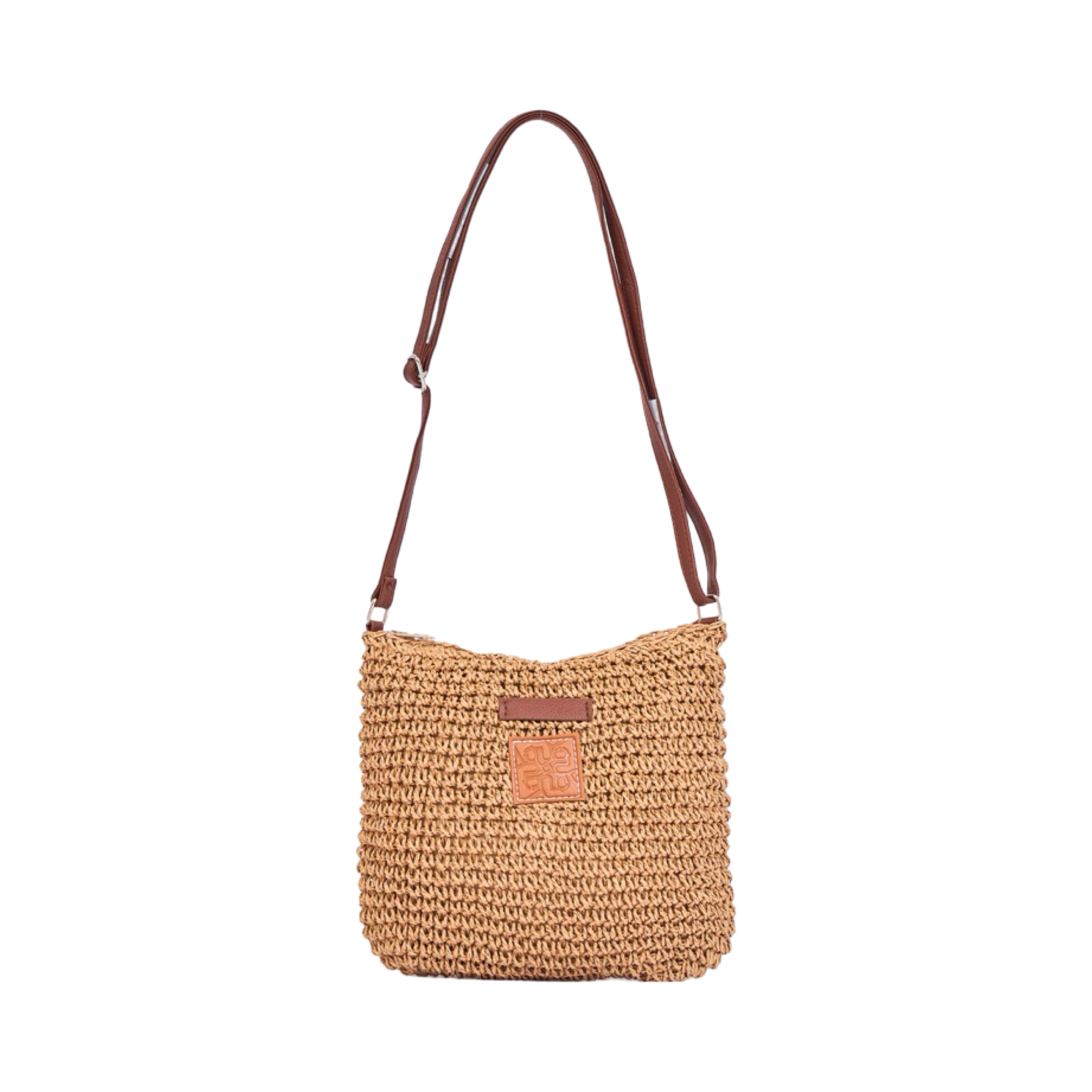 Straw Shoulder Bag - Brown