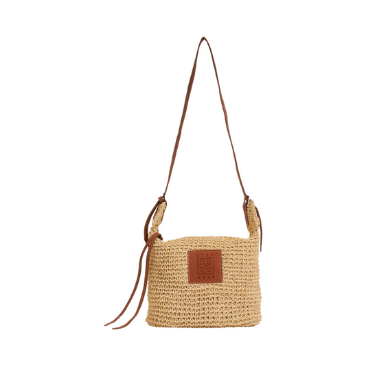 Straw Crossbody Bag - Beige