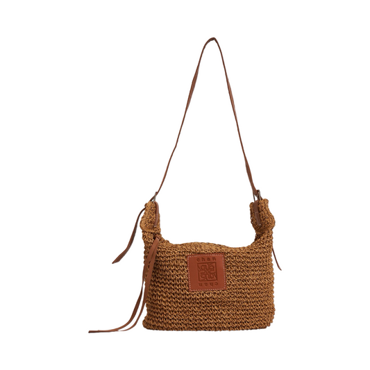 Straw Crossbody Bag - Brown
