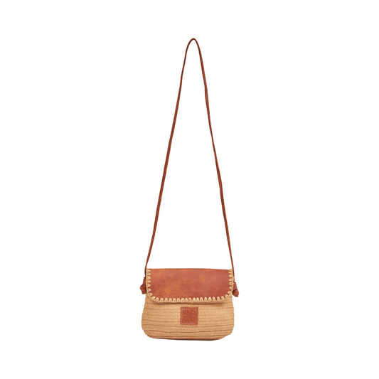 Straw Crossbody Bag - Brown