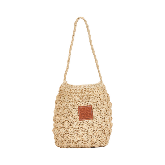 Straw Shoulder Bag - Beige