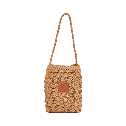 Straw Shoulder Bag - Brown