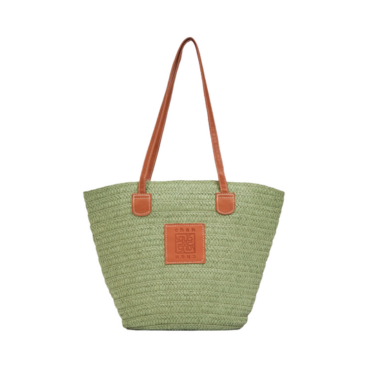 Straw Tote Bag - Green