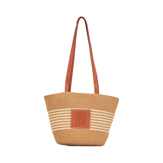 Straw Basket Bag - Brown Beige