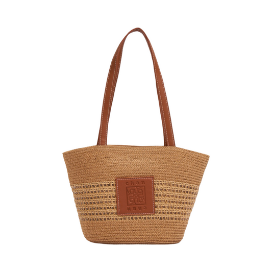 Straw Basket Bag - Brown