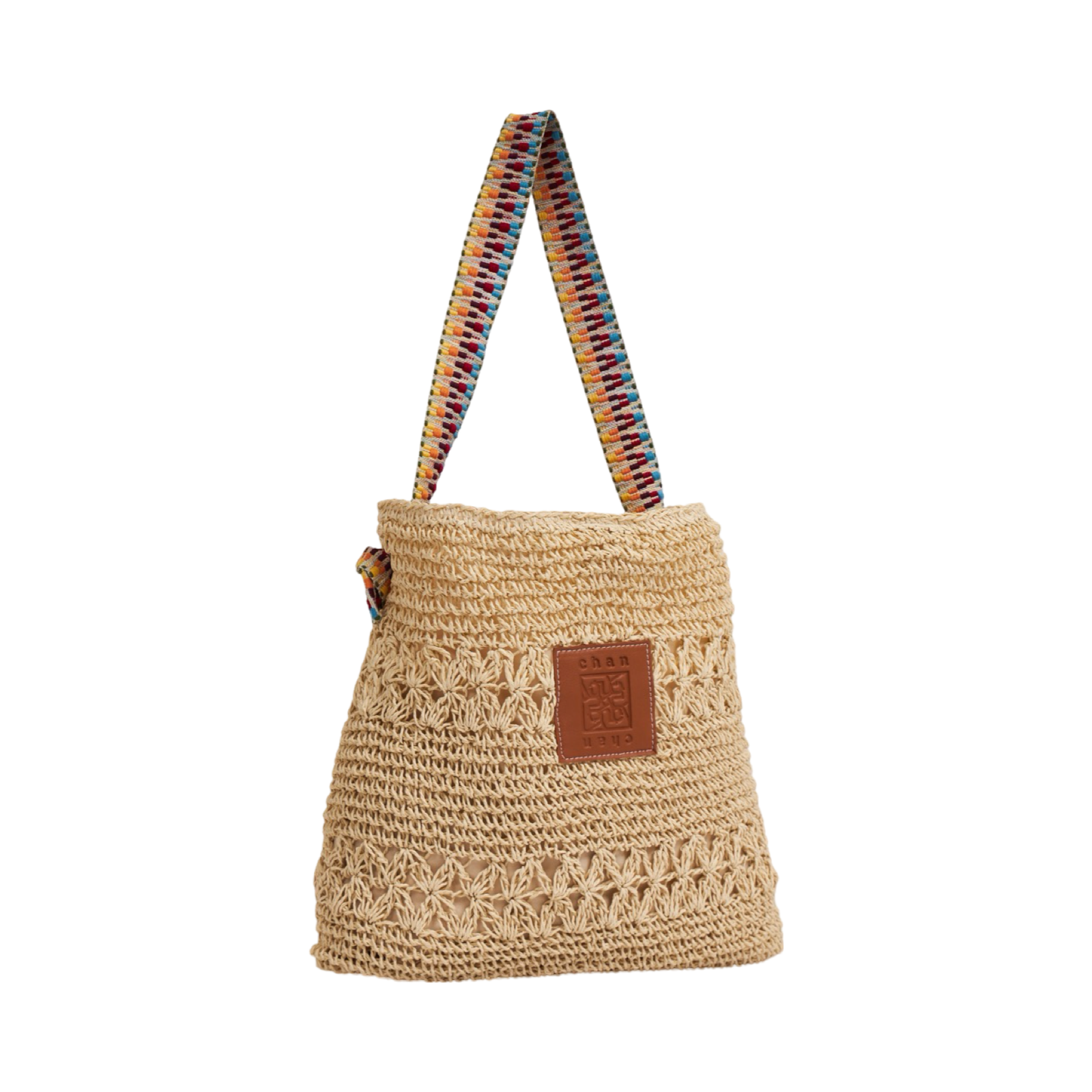 Everyday Earth – Straw Bag With Rainbow Strap – Beige