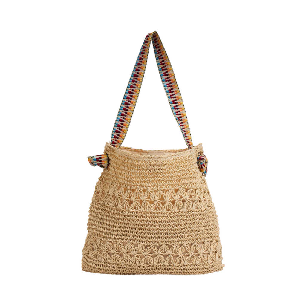 Everyday Earth – Straw Bag With Rainbow Strap – Beige