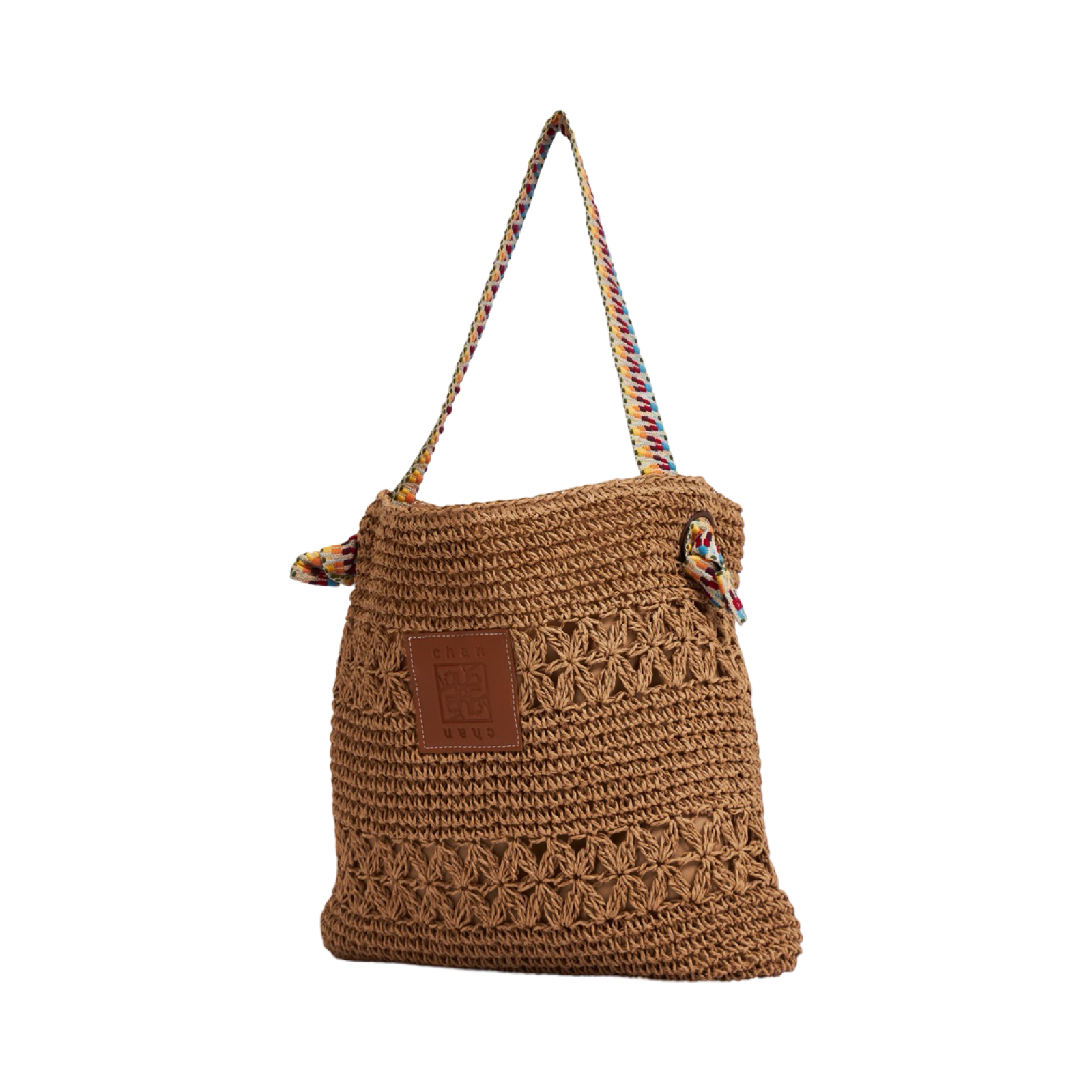 Everyday Earth – Straw Bag With Rainbow Strap – Brown