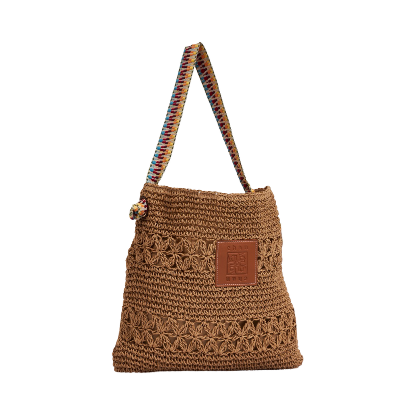 Everyday Earth – Straw Bag With Rainbow Strap – Brown