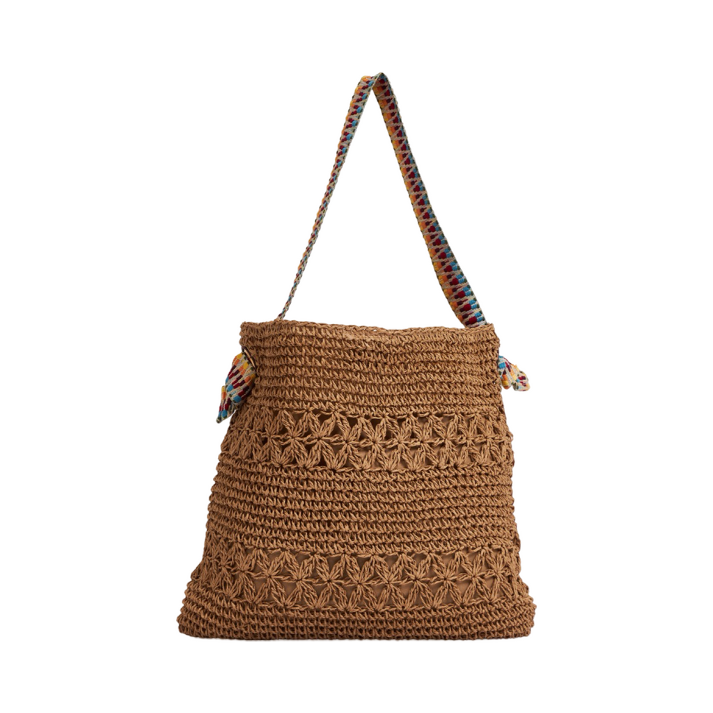 Everyday Earth – Straw Bag With Rainbow Strap – Brown