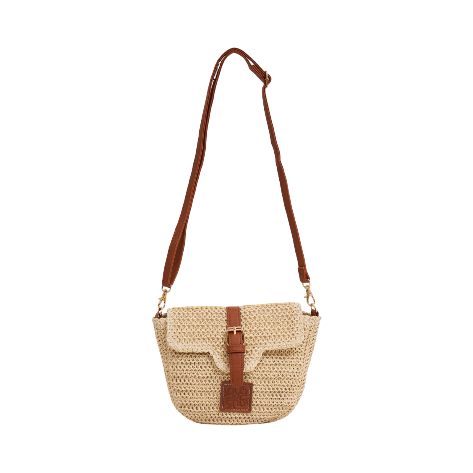 Straw Crossbody Bag - Beige