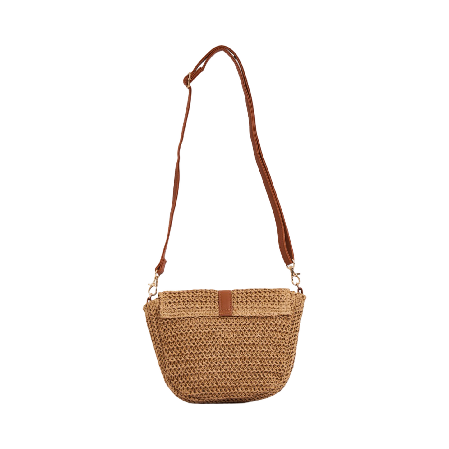 Straw Crossbody Bag - Brown