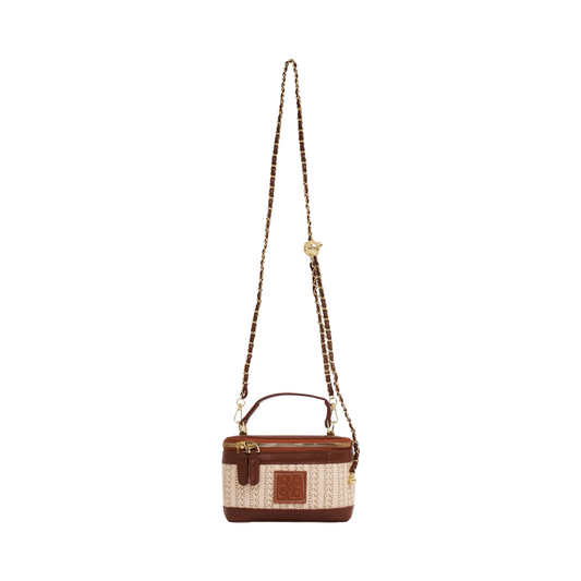 Straw Crossbody Bag - Brown