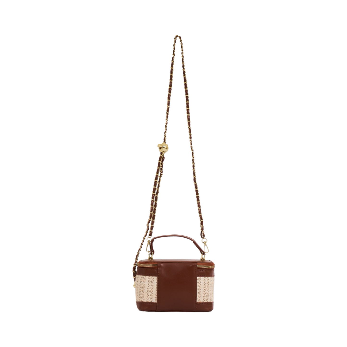 Straw Crossbody Bag - Brown