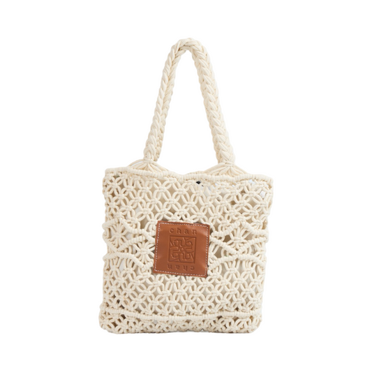 Knitted Tote Bag - Beige