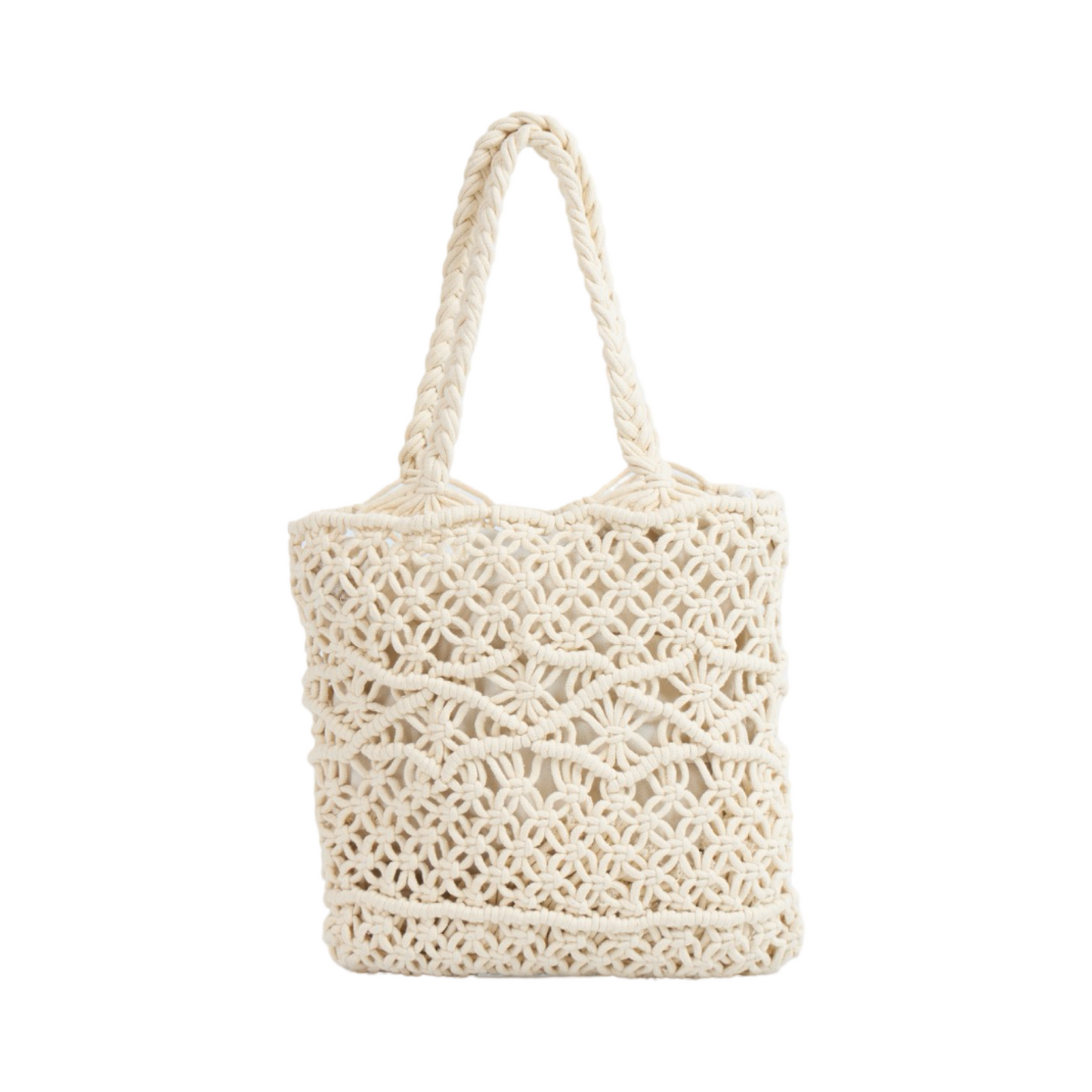 Knitted Tote Bag - Beige