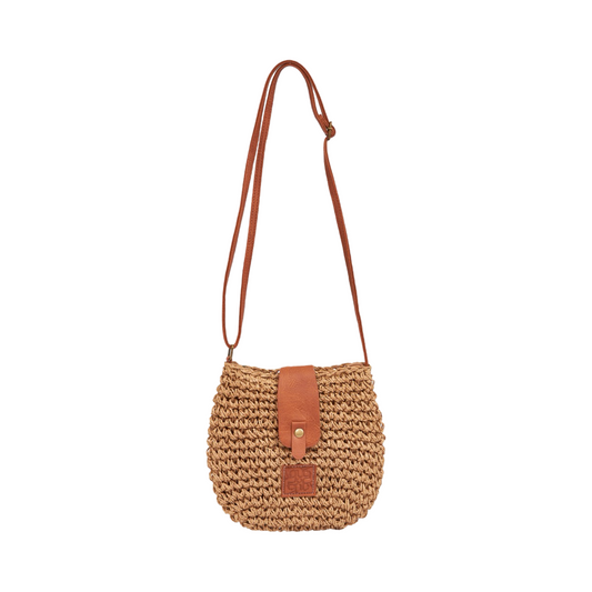 Straw Crossbody Bag - Brown