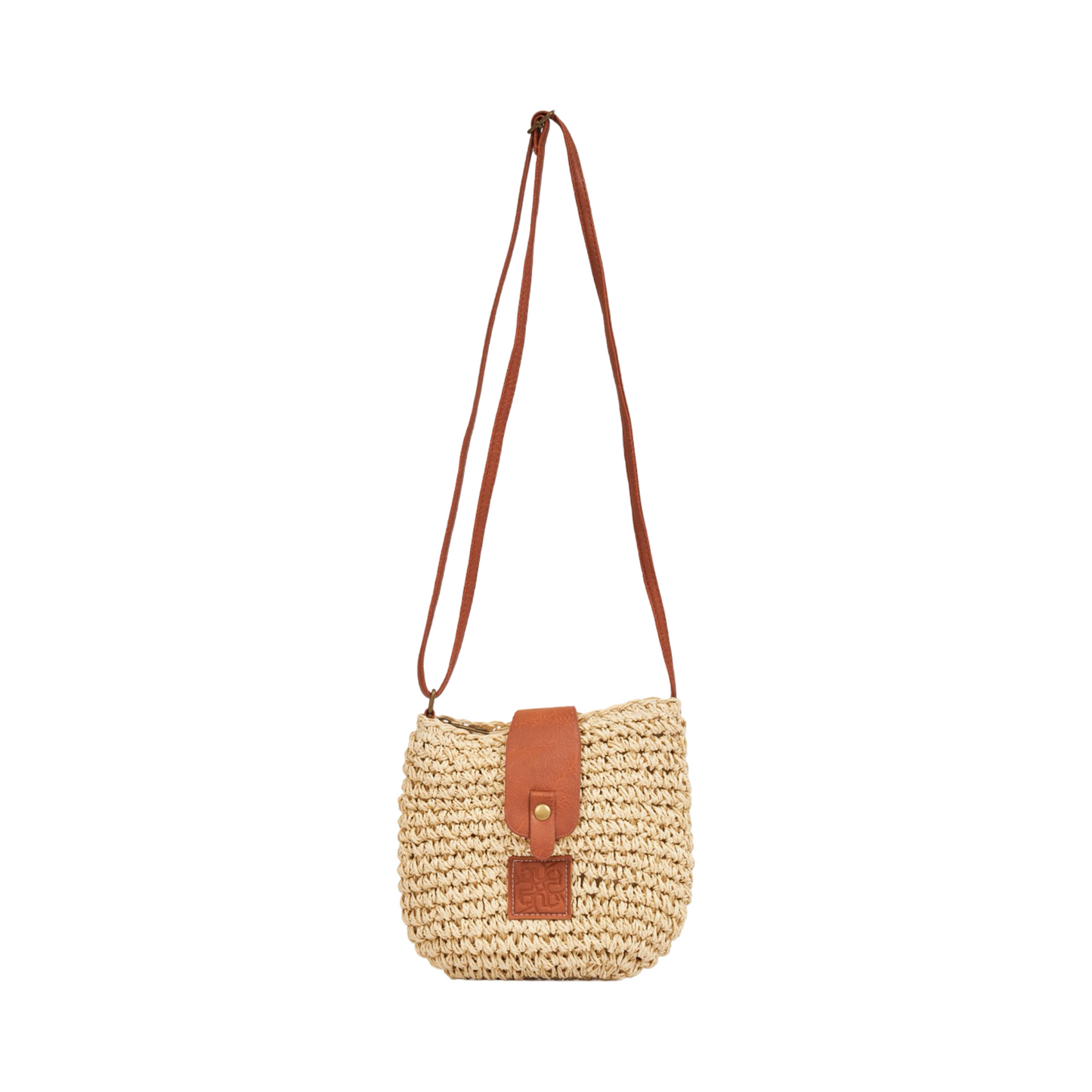 Straw Crossbody Bag - Beige