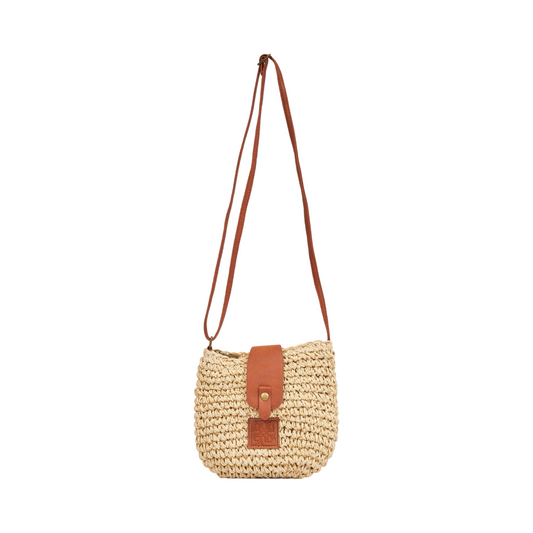 Straw Crossbody Bag - Beige
