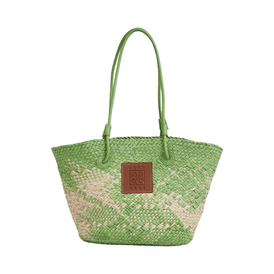 Straw Pastel Tote Bag - Lime Green