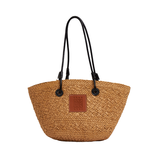 Straw Tote Bag - Brown