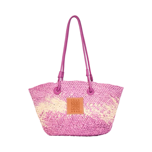 Straw Tote Bag - Purple