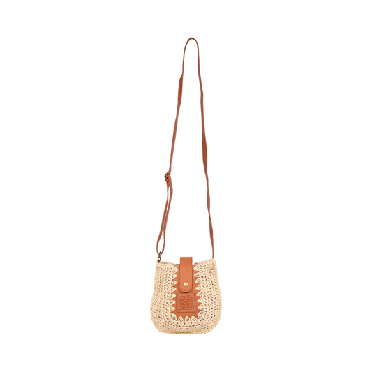 Straw Crossbody Phone Bag - Beige