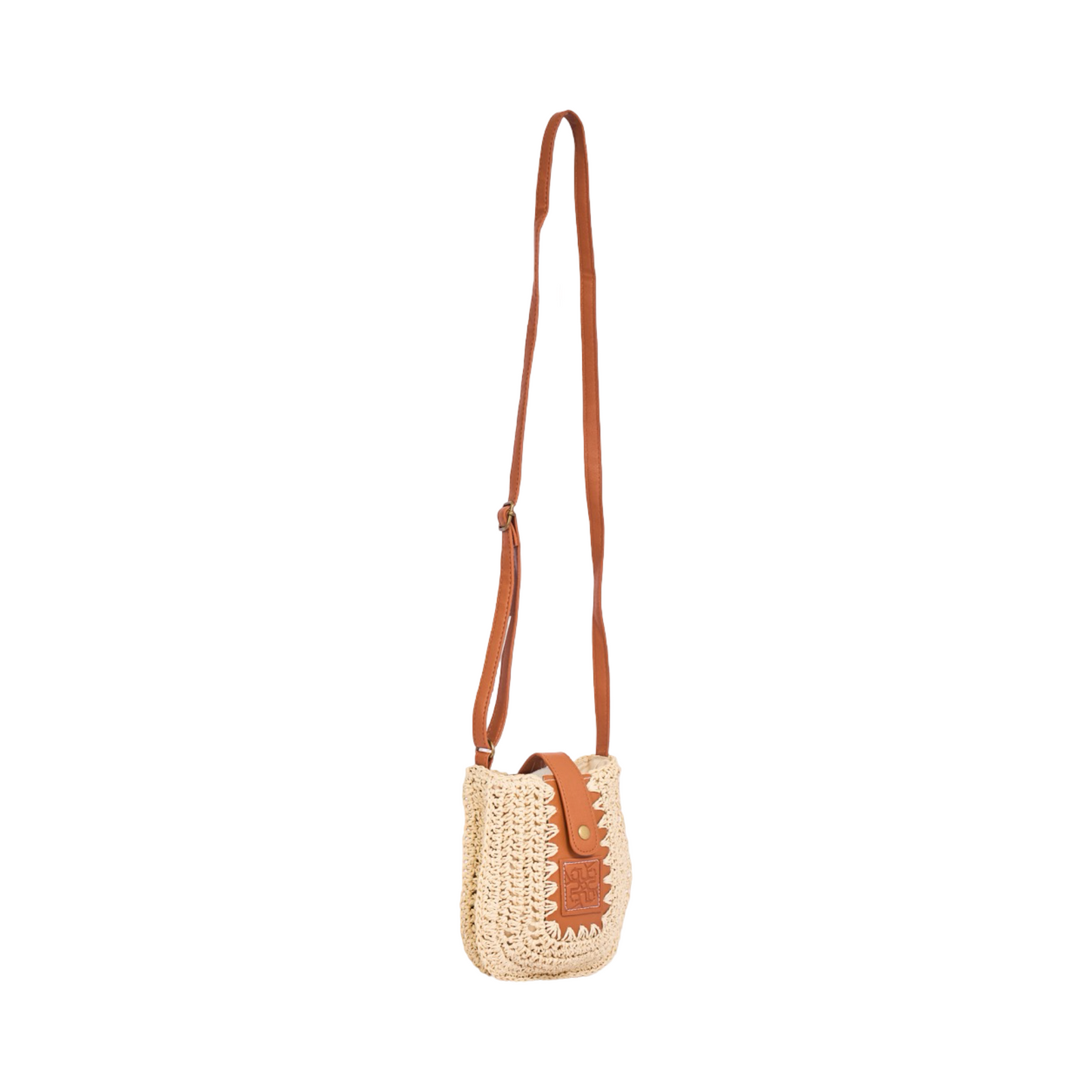 Straw Crossbody Phone Bag - Beige