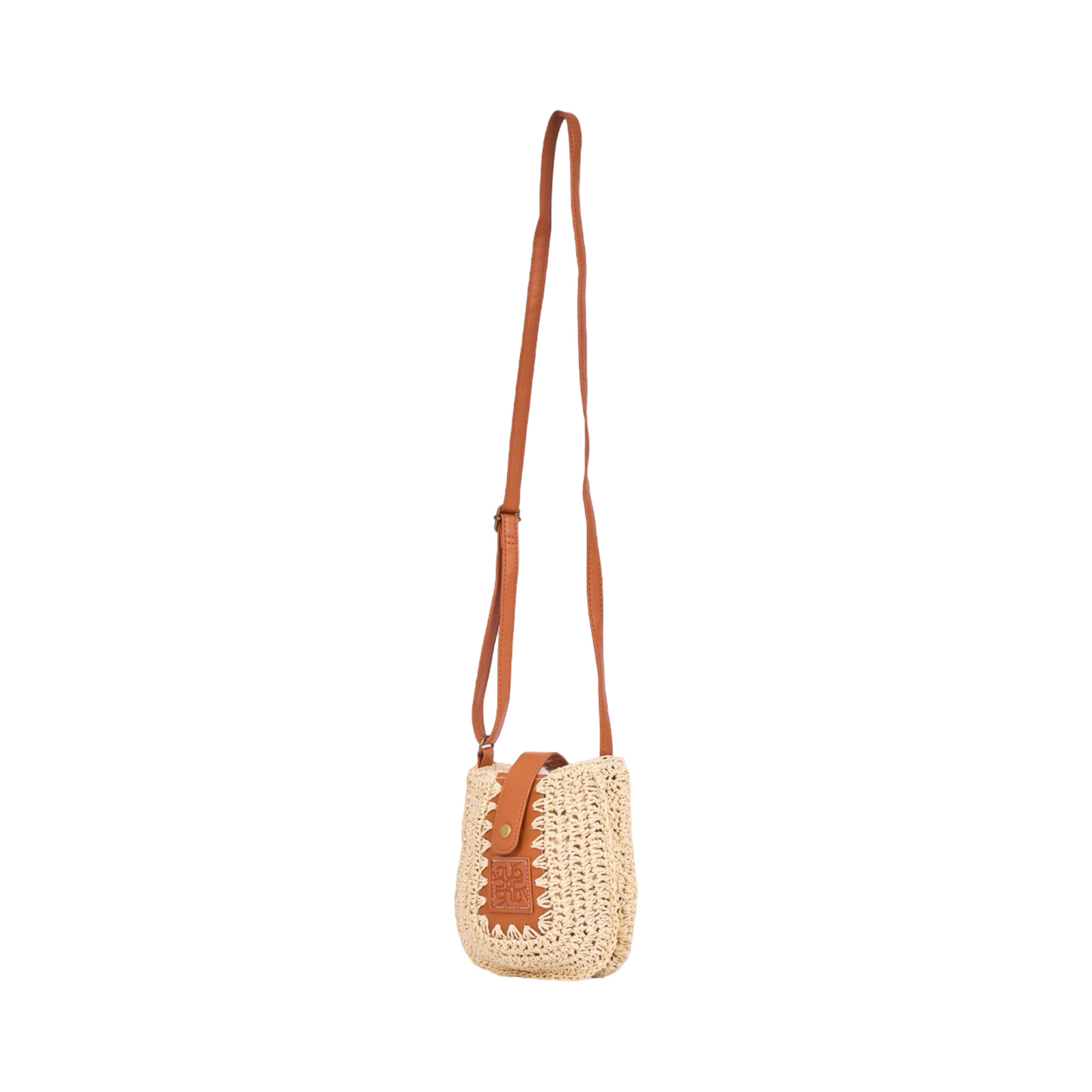 Straw Crossbody Phone Bag - Beige