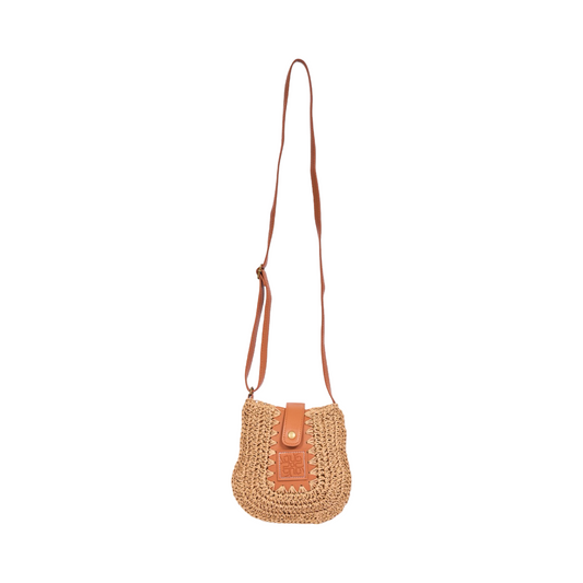 Straw Crossbody Phone Bag - Brown