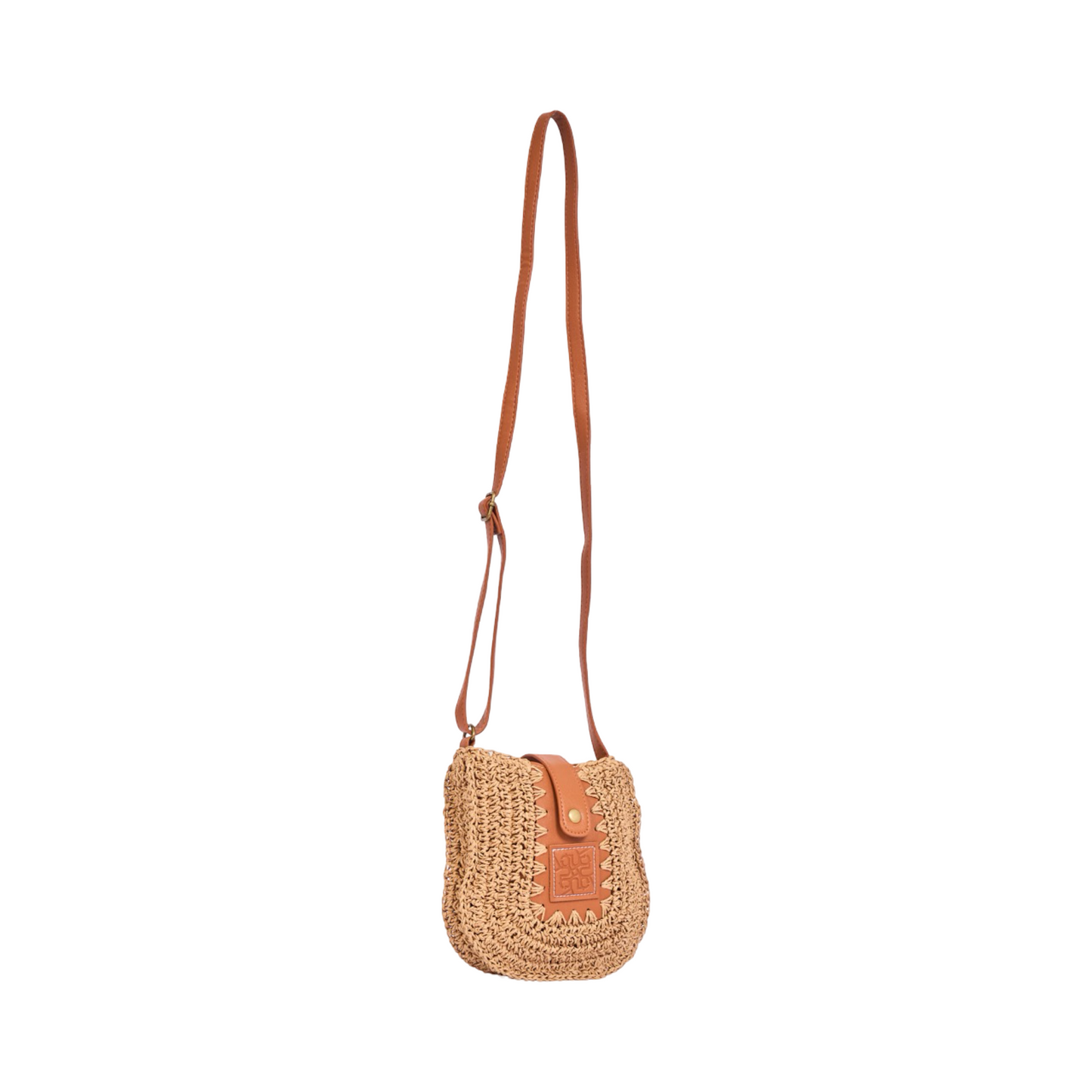 Straw Crossbody Phone Bag - Brown