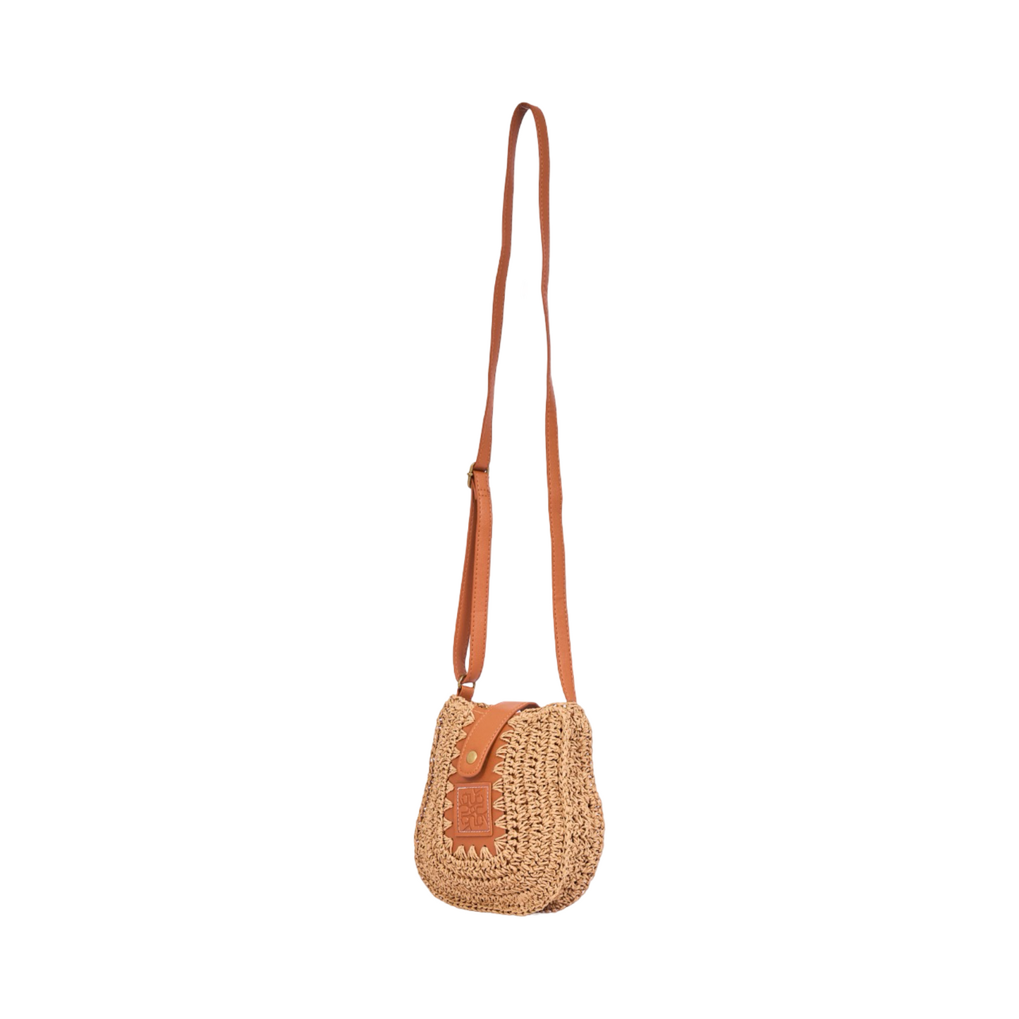 Straw Crossbody Phone Bag - Brown