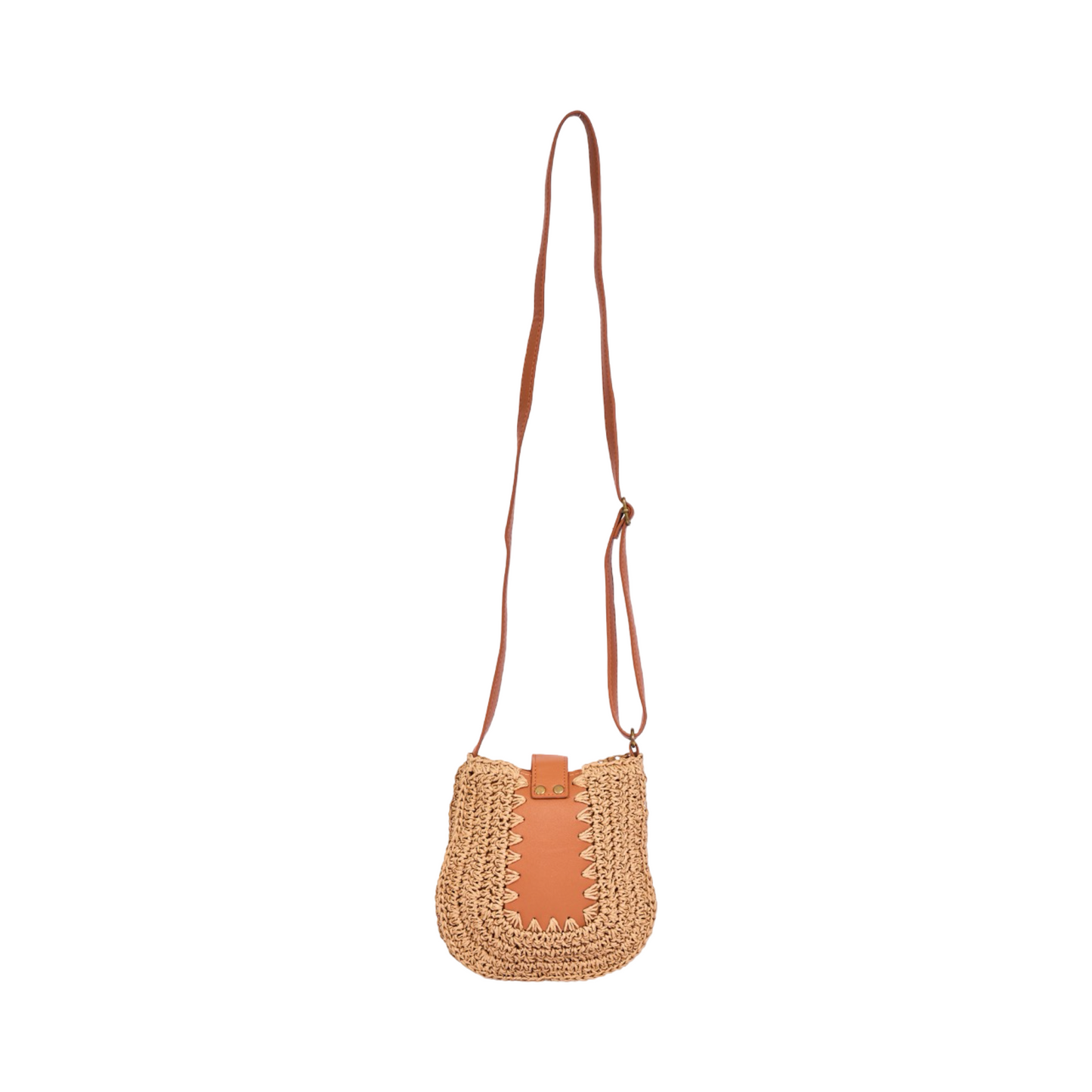 Straw Crossbody Phone Bag - Brown