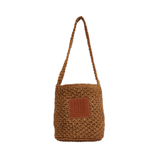Straw Shoulder Bag - Brown