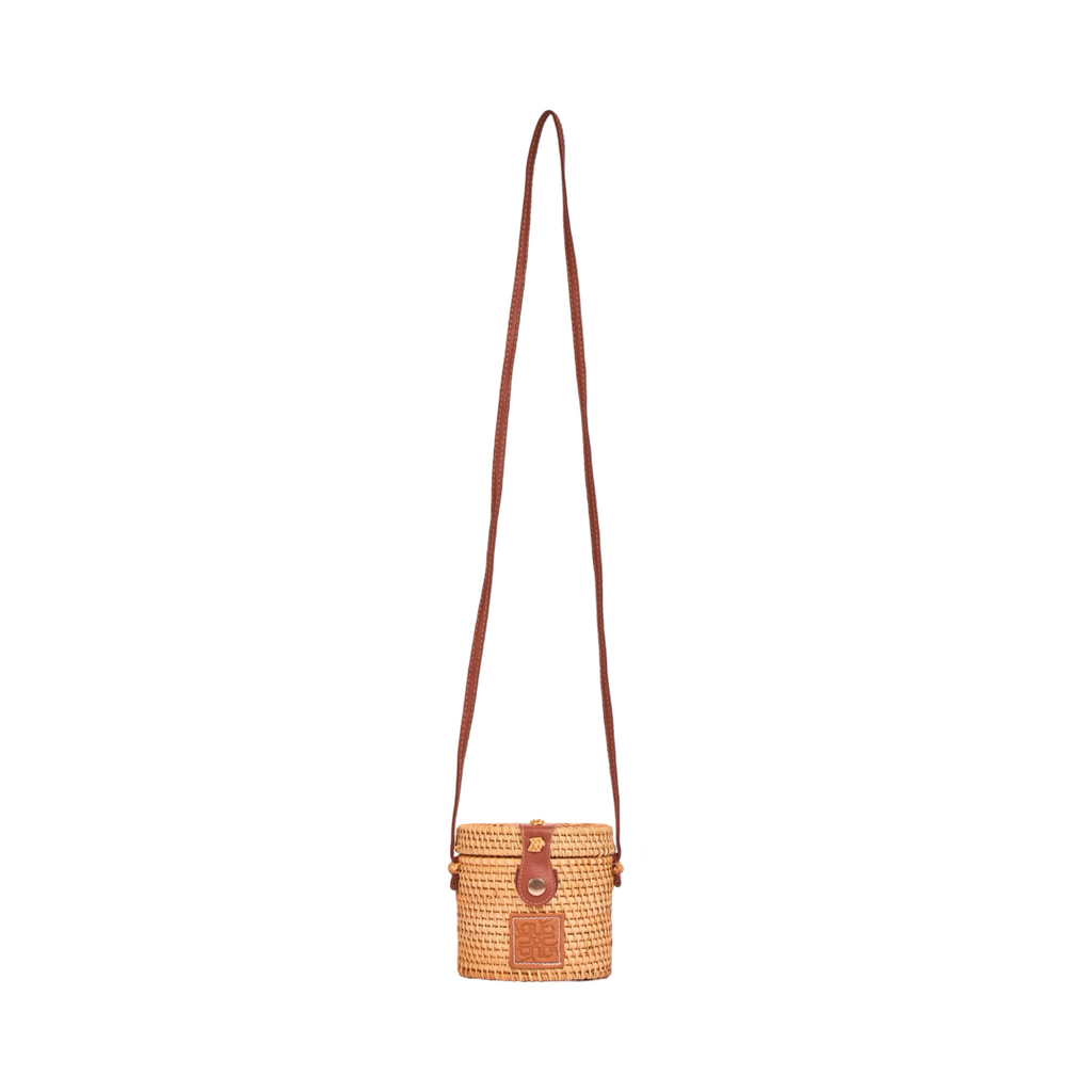 Everyday Earth – Wood Cylinder Shape Crossbody Bag – Brown