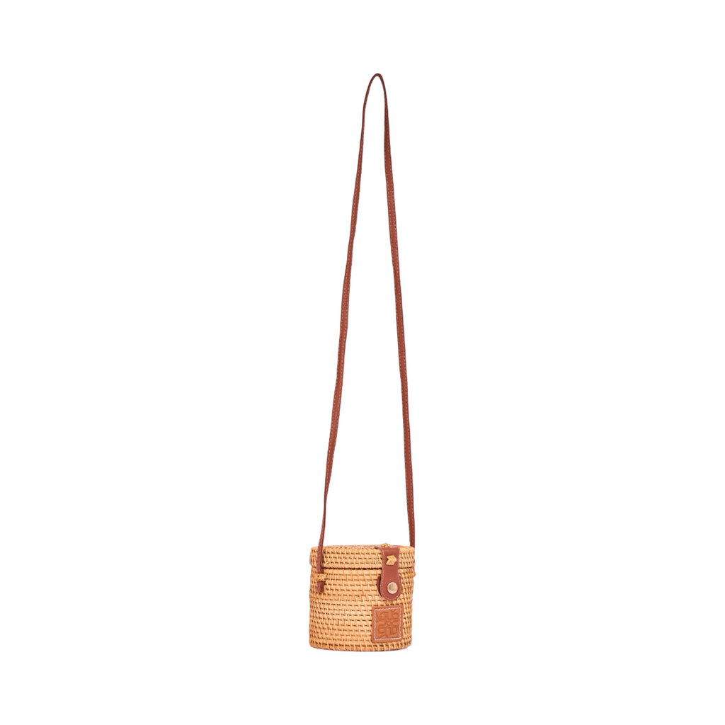Everyday Earth – Wood Cylinder Shape Crossbody Bag – Brown