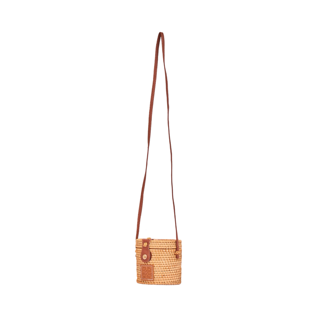 Everyday Earth – Wood Cylinder Shape Crossbody Bag – Brown