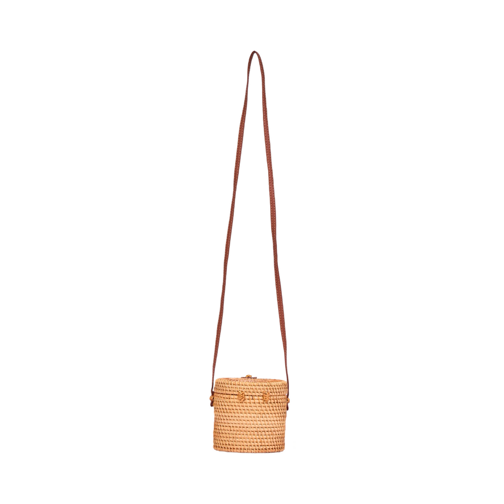 Everyday Earth – Wood Cylinder Shape Crossbody Bag – Brown