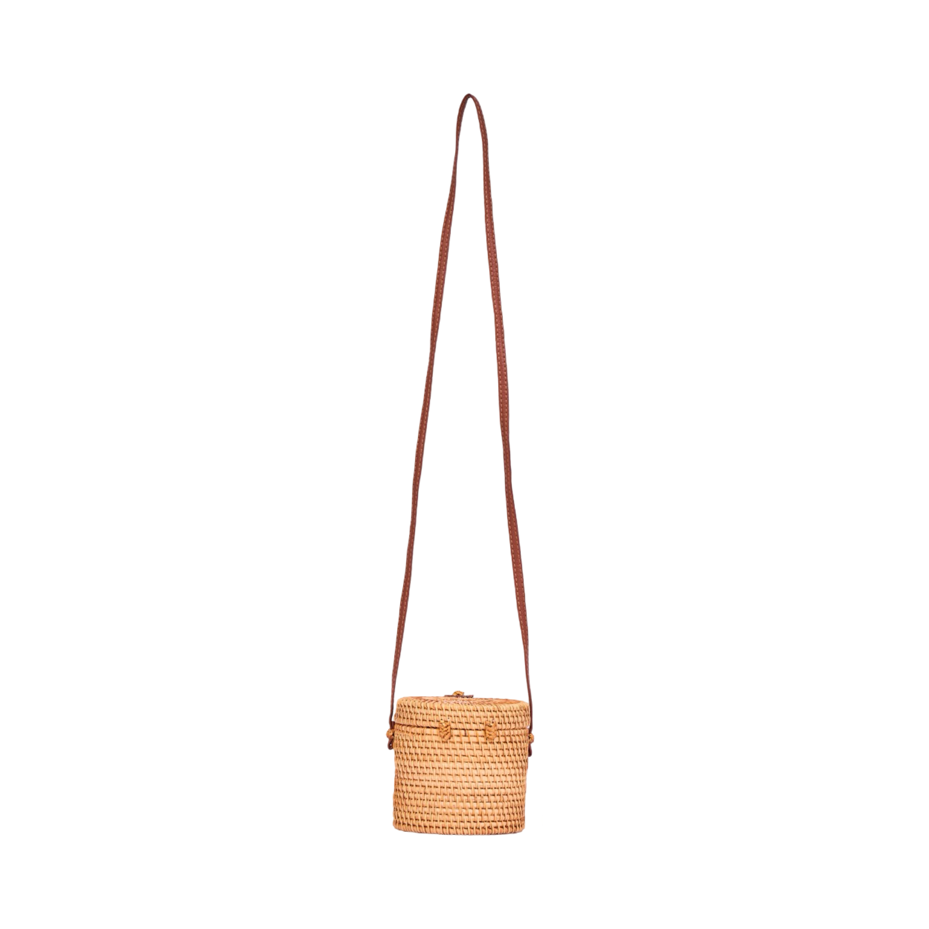 Everyday Earth – Wood Cylinder Shape Crossbody Bag – Brown