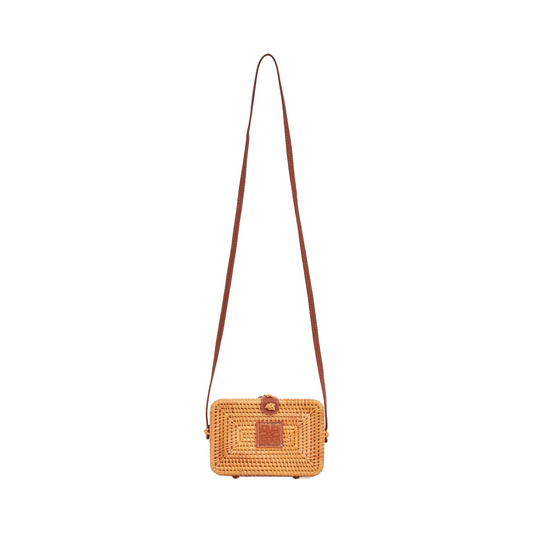 Wood Mini Crossbody Bag - Brown