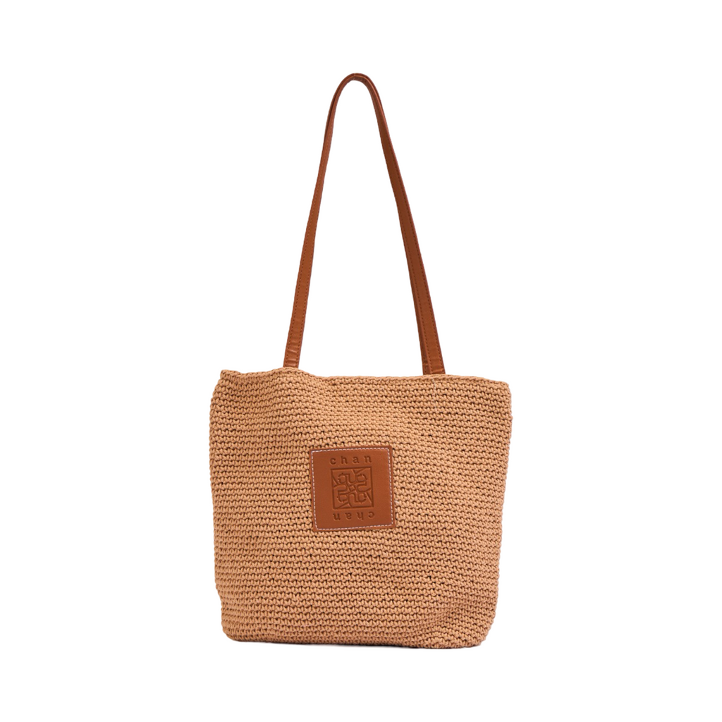 Knitted Tote Bag - Brown