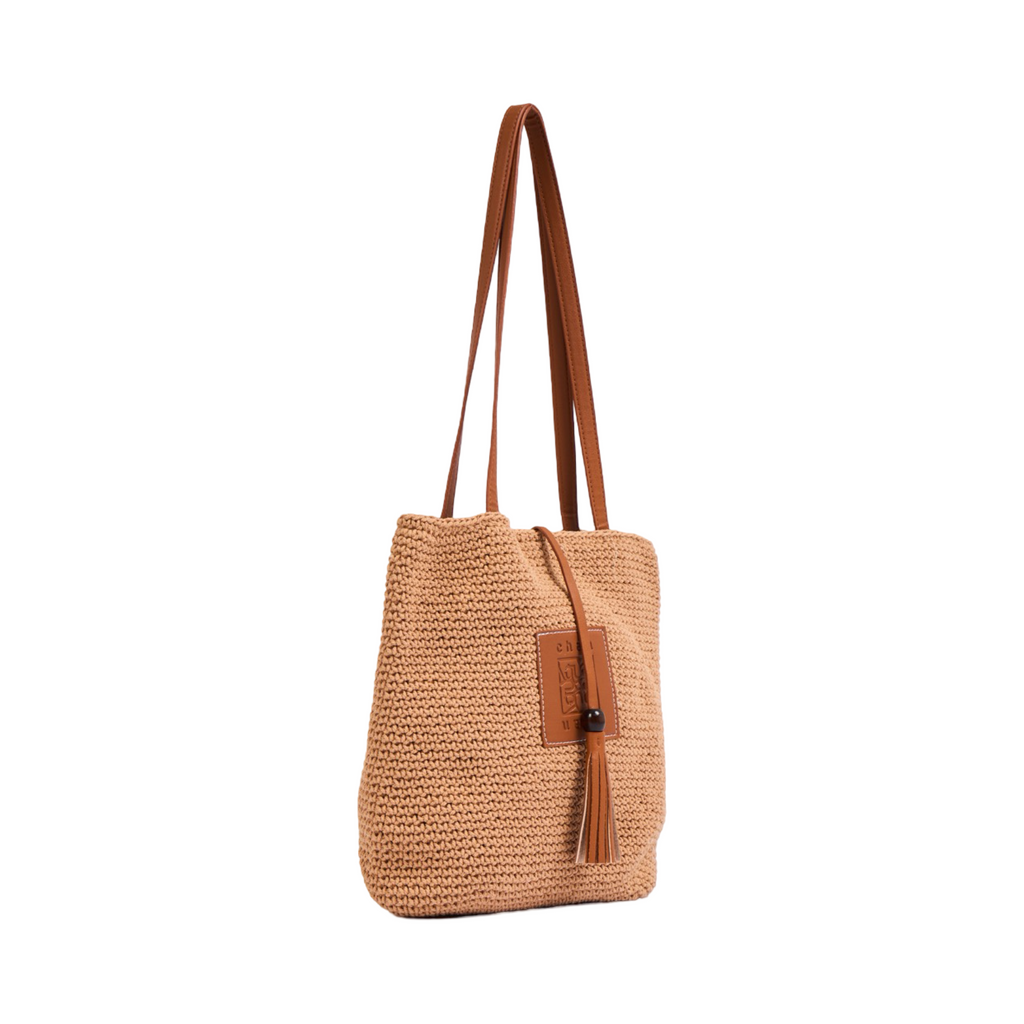 Knitted Tote Bag - Brown