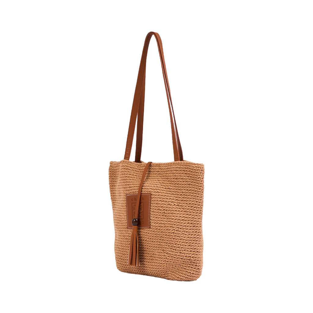 Knitted Tote Bag - Brown