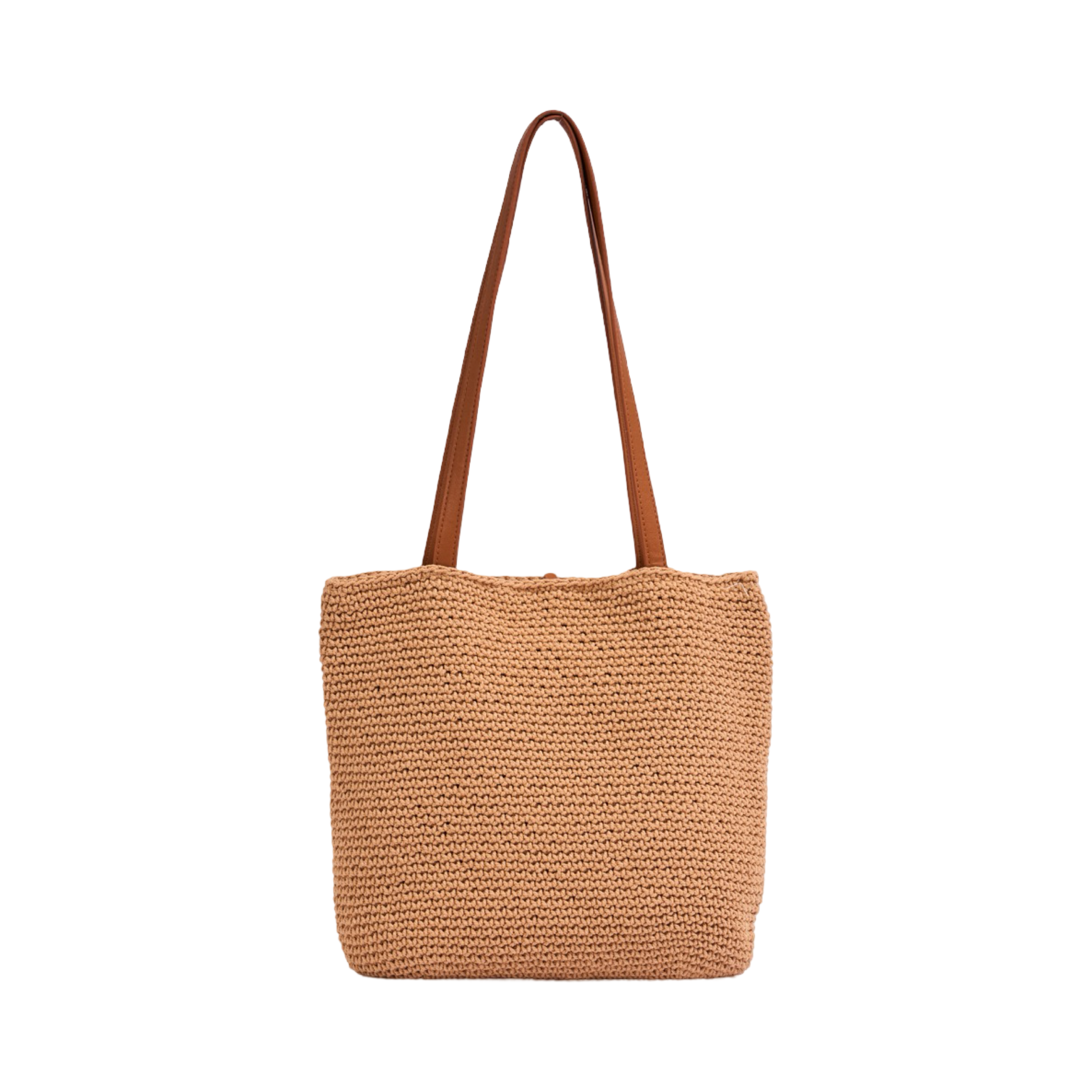 Knitted Tote Bag - Brown