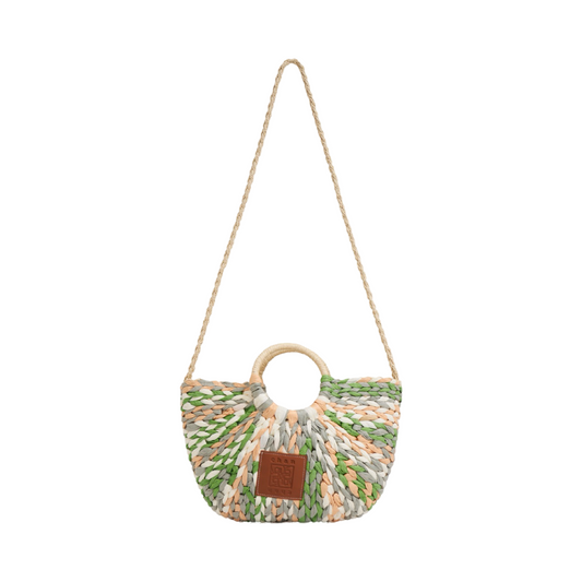 Straw Multicolor Hand Bag - Green