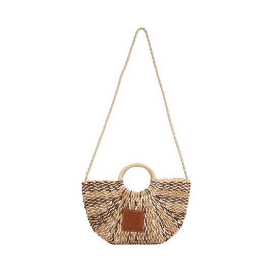 Straw Multicolor Hand Bag - Brown