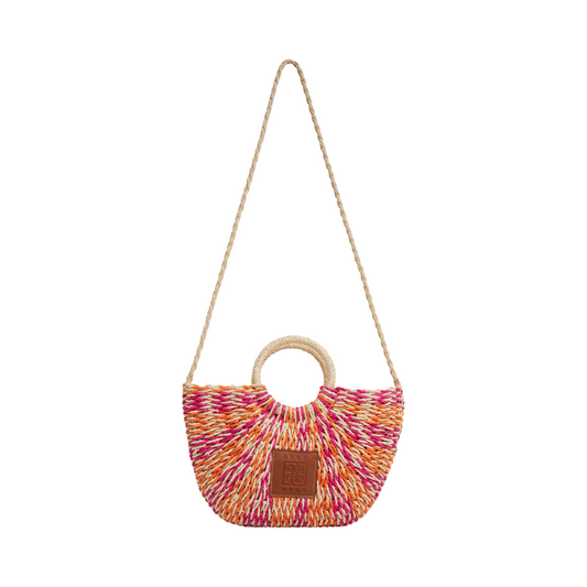Straw Multicolor Hand Bag - Red