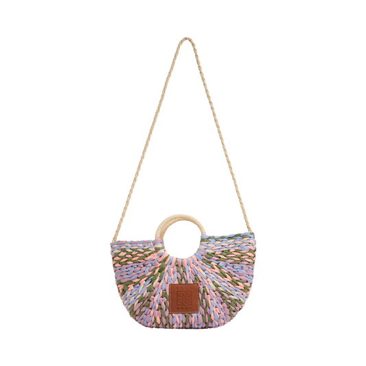 Straw Multicolor Hand Bag - Green Pastel