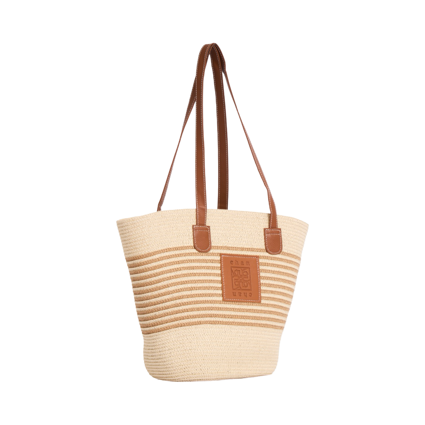 Stripe Tote Bag - Beige Brown
