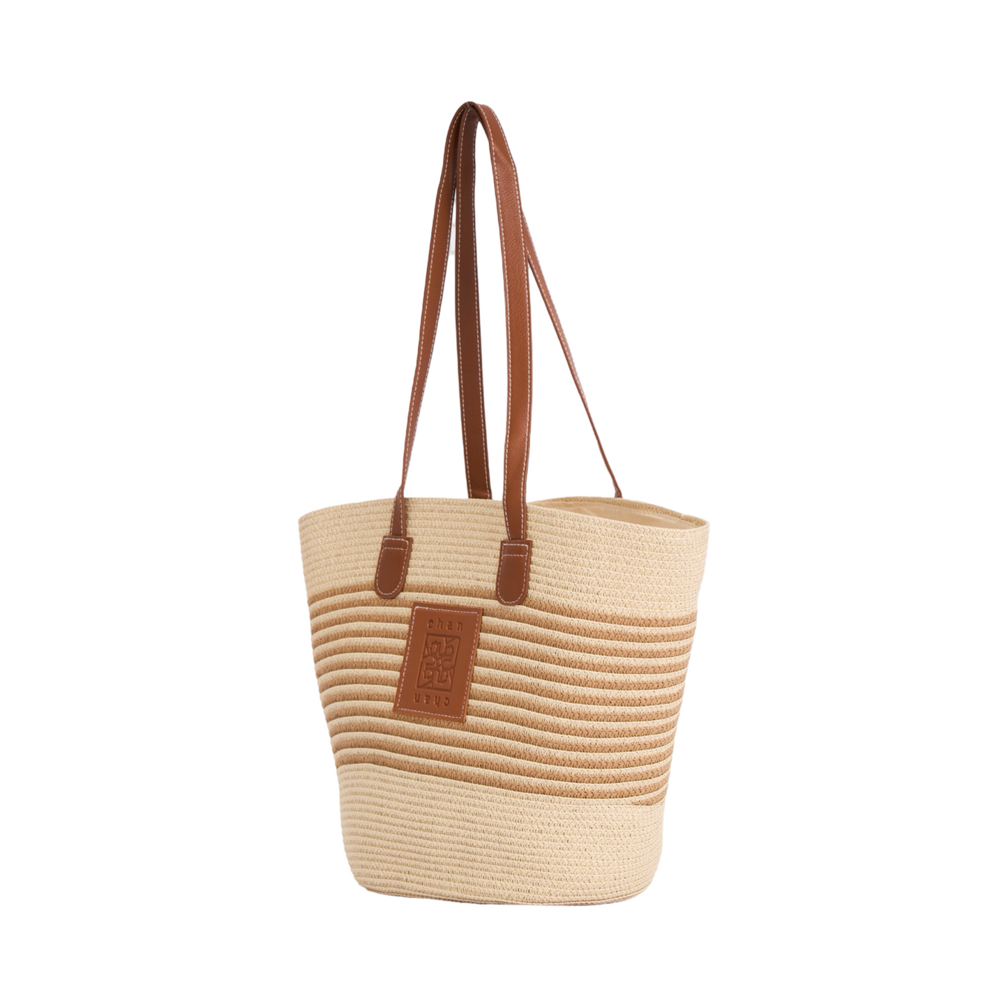 Stripe Tote Bag - Beige Brown